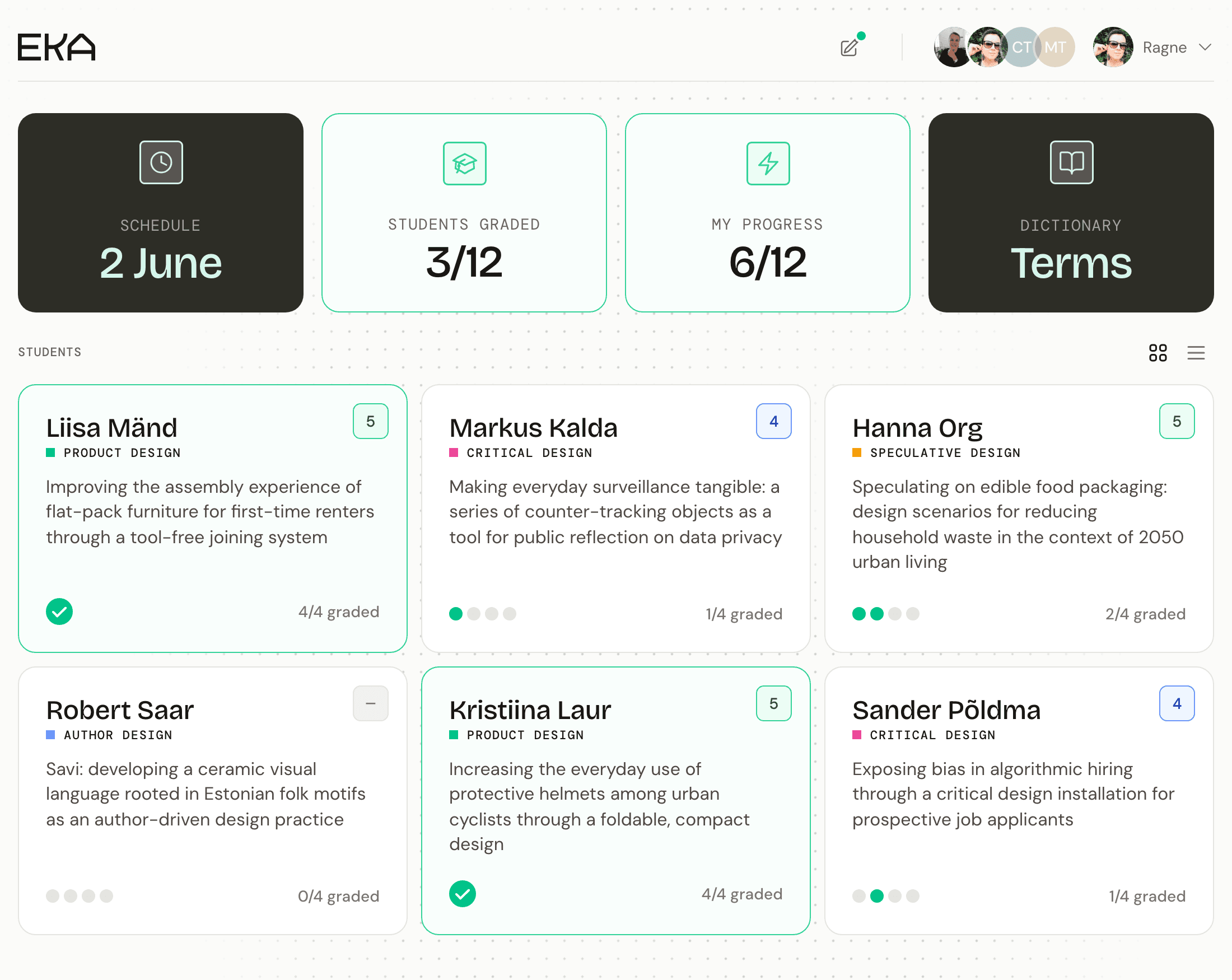 BTO's committee grading dashboard